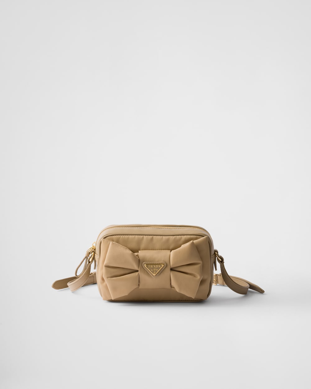 Re-Nylon and Nappa Leather Mini Shoulder Bag With Bow - Image 1